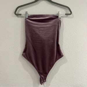 Purple Velvet Sparkly Strapless Bodysuit